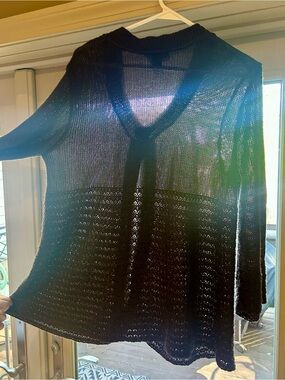 Open-Knit V-Neck Women's Sweater